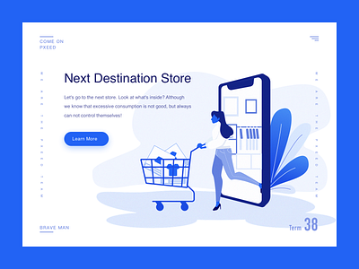 Shopping illustrations branding bule character design graphical illustration shopping shopping cart simplicity