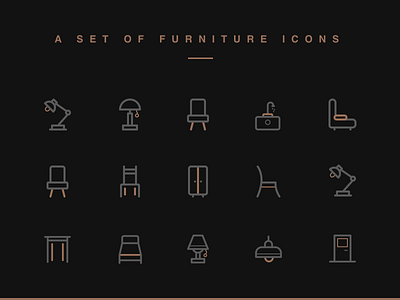 Furniture Icon comfortable design furniture golden icon design linear simplicity