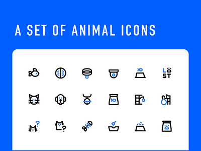 A set of animal icons animal blue design icons illustration linear simplicity ui