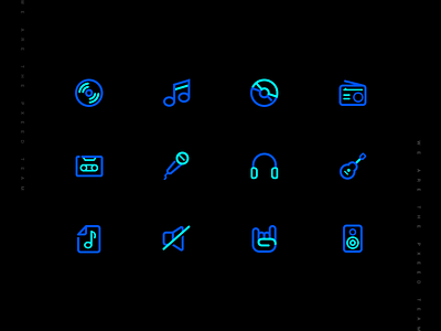 Music Icon color collision design icon illustration linear music