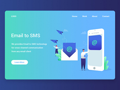 Email To Sms | Illustration clean colorful creative design email email design email marketing email to sms gradient gradients illustration mail simple sms sms marketing ui ux vector