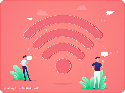 Sms Using Wifi | Illustration agency creative gradient graphicdesign illustration illustrations internet product design sms sms marketing ui webdesign website wifi