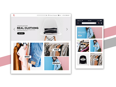 Real Clothing-HOMEPAGE FOR WEB and IOS android css fashion homepage ios landing page ui ux website