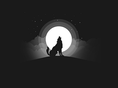 Midnight Wolf animal flaticon illustration midnight moonlight ui ux vector winter wolf