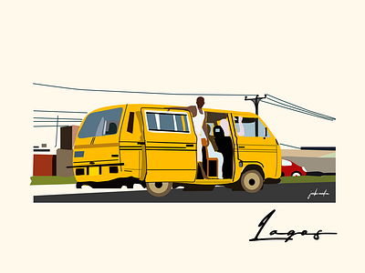 Illustration: Lagos City.! bus designer flat hustle illustration illustrator lagos landingpage lifestyle nigeria road ui ux yellow