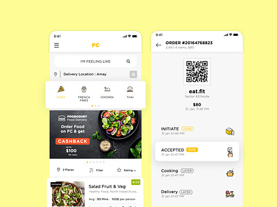 FOOD APP DESIGN food food app ui ux white wireframe yellow