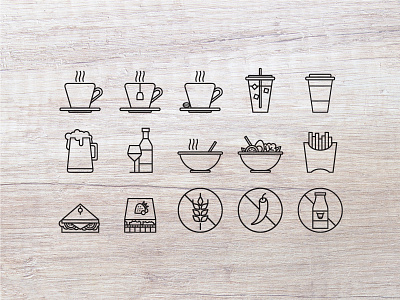 Restaurant icons icons illustration outline vector