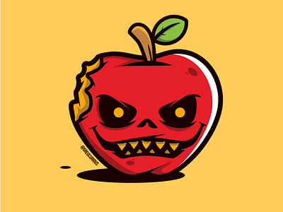 bad apple bites evil fruit logo inspirations logodesign red vectorart yellow zombie