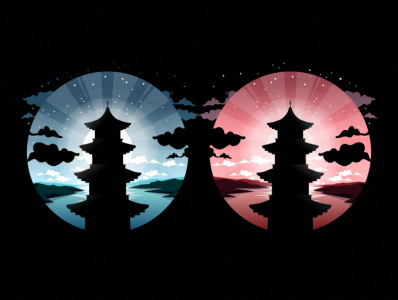 mandarin pagoda bird coffee design film icon illustration logo music pencil sketch vector