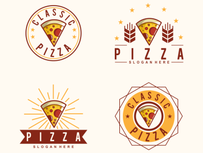 pizza vintage design icon illustration logo sketch vector