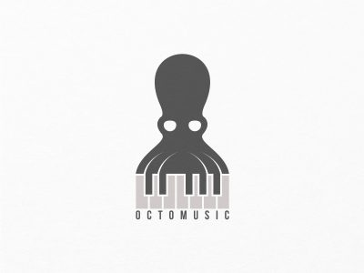 Octomusic design fish logo music sketch typography vector