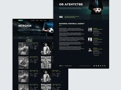 Football agency website black dark design graphic design landing selector typography ui ux web webdesign website