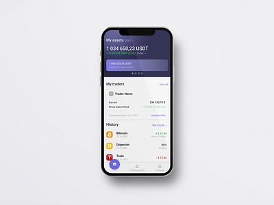 The main screen of the investment application app application crypto cryptocurrency design graphic design investment mobile money typography ui ux