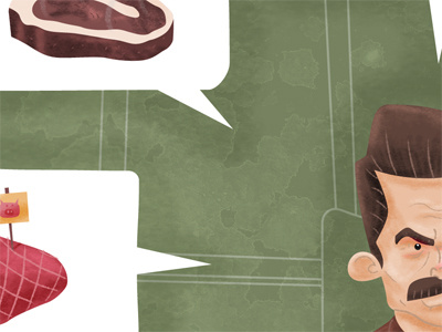 Ron & His Meaty Friends food illustration textures