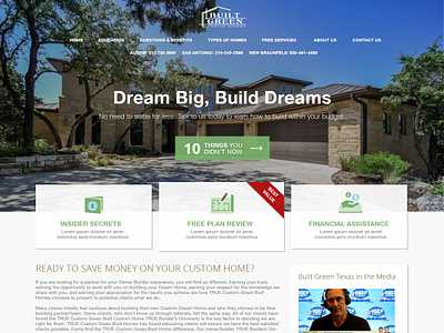 Built Green Homepage web design website website concept website design