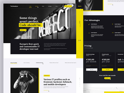 TechAnalyze adobe photoshop black design development ui ux web website yellow