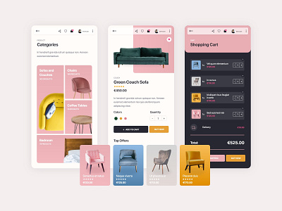 Furniture e-commerce / Mobile App adobe xd bedroom cart chair design e commerce furniture online shopping shop shopping sofa store table ui user experience user interface ux