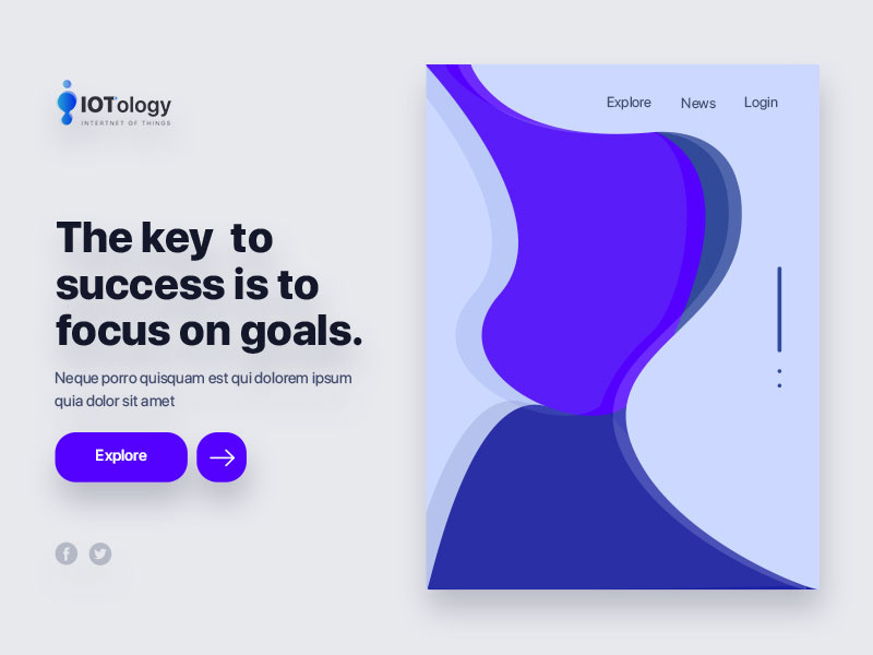 IOTology - Landing page ⚡️ shape landing page website design light modern hero image blue clean iot minimal branding flat vector website web ux ui illustration design