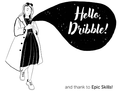 Hello, Dribble! 1st shot debut debute dribble girl hello illustation invitation