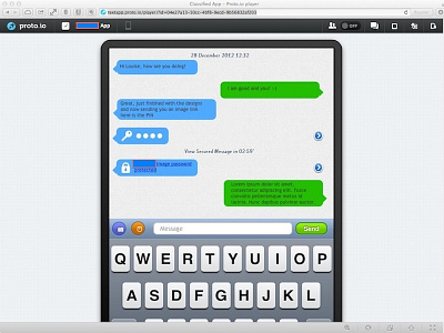 C. app interactive message mobile privacy prototype text