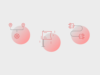 Web illustrations connect flag gradient icons illustrations pin steer wheel