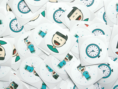 Illustration stickers from OKIA female illustration men print stickers stopper watch