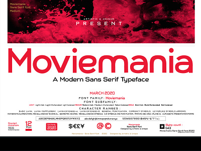 Moviemania - Sans Serif font Family - Multilingual  - 12 Style