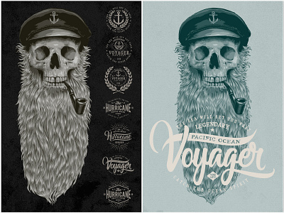 CAPTAIN art print captain design digital art drawings emblem logo graphic design hipster illustration maritime nautical skull skull art skull illustration tshirt design vector vector art vector drawing vector illustration vintage