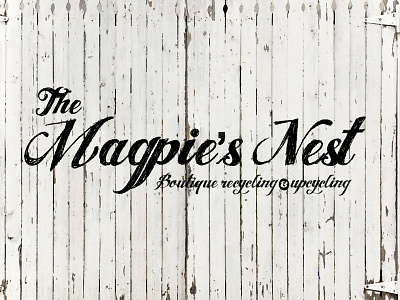 Magpie's Nest branding craft identity logo recycling typography upcycling vintage wooden