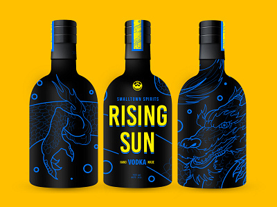 Rising Sun art brand concept creative design dragon graphics illustration label lineart packaging vector