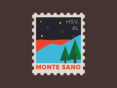 Monte Sano Stamp blue branding brown city clean design graphic design illustration landscape stamps