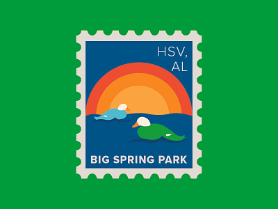 Big Spring Park blue branding city clean design ducks graphic design green illustration landscape stamps