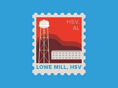 Lowe Mill Arts & Entertainment blue branding brown city clean design graphic design illustration landscape stamps
