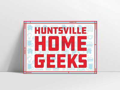 Huntsville Home Geeks Postcard design iconography icons line work postcard