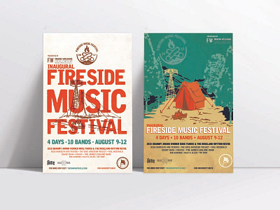 Fireside Music Festival Posters design illustration poster retro screenprint