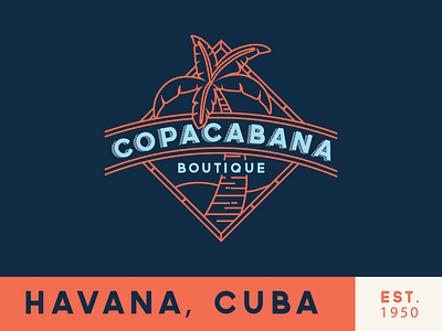 Copacabana Cuba Dribble boutique boutique logo branding brazil cuba design graphic design havana identity illustration logo logo design retro