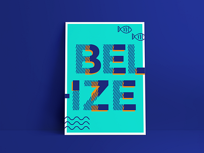 Belize Postcard blue graphic design illustration typography