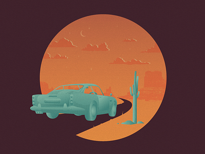 Desert Drive car desert design graphic design illustration poster retro retro car vector