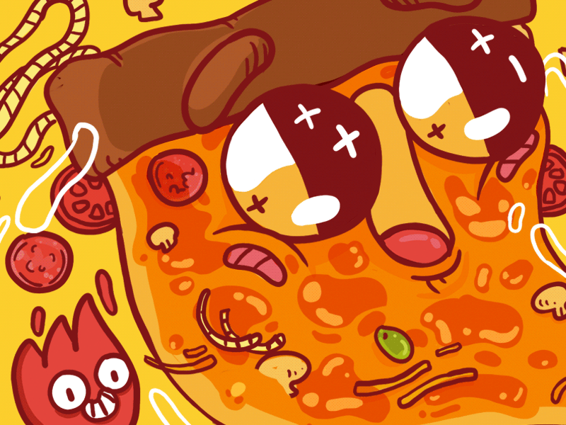 Pizza brazil colors digital food illustration japan kawaii