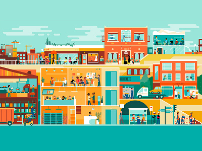 Surveylab City adobe illustrator advertising business busy city graphic illustration lifestyle people urban vector work