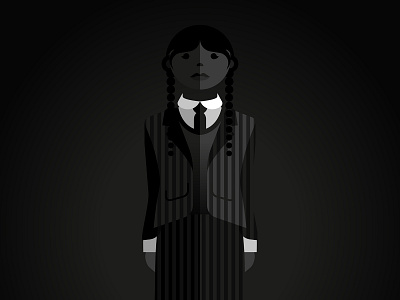 Wednesday Addams addamsfamily adobe illustrator advertising character design dark film graphic illustration monotone movies netflix pop culture television tim burton vector wednesday wednesdayaddams