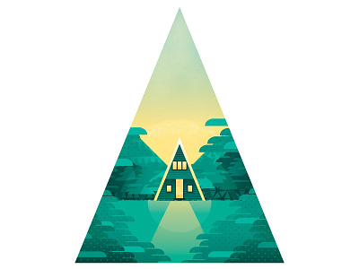 A-Frame Hideaway a frame adobe illustrator architecture art print cabin graphic holiday illustration triangle vacation