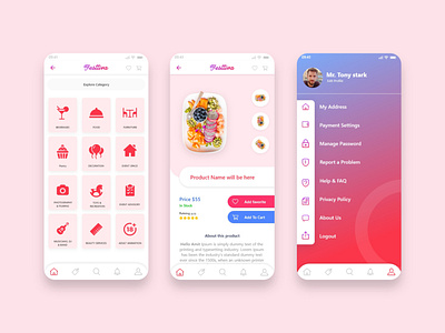 App Ui Design for Festtiva mobile app adobe xd app design best designer event app figmadesign food app party pink