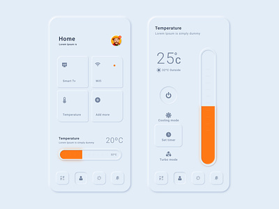 Neomorphism soft UI Design for Smart Home App