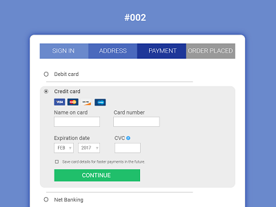 Credit Card Form design 002 app dailyui design designer flat illustrator interface payment ui ux web