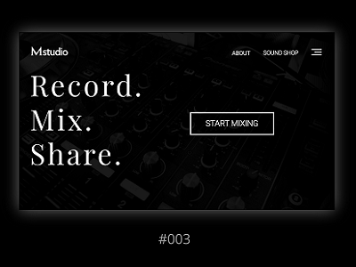 Landing page of a Sound Mixing Website. 003 dailyui design designer illustrator interface landingpage minimal ui ux web webdesign