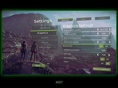 Game settings page