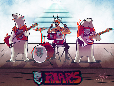The Polars band band merch bears digital art drawing drawings drummer fender guitar illustration illustrations music photoshop