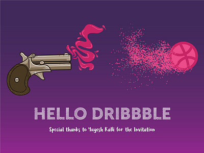 Gun Shot dribbble gun illustration invite