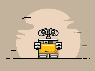 Wall-E Illustration cartoon character disney flat illustration movies pixar robot vector wall e